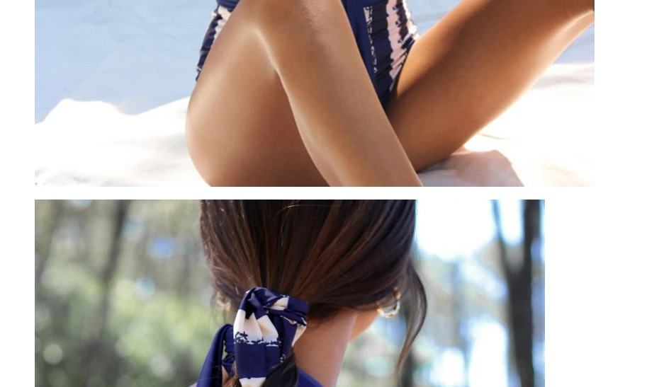 Fashion Blue And White Bars Striped Print High Waist One-piece Swimsuit,One Pieces