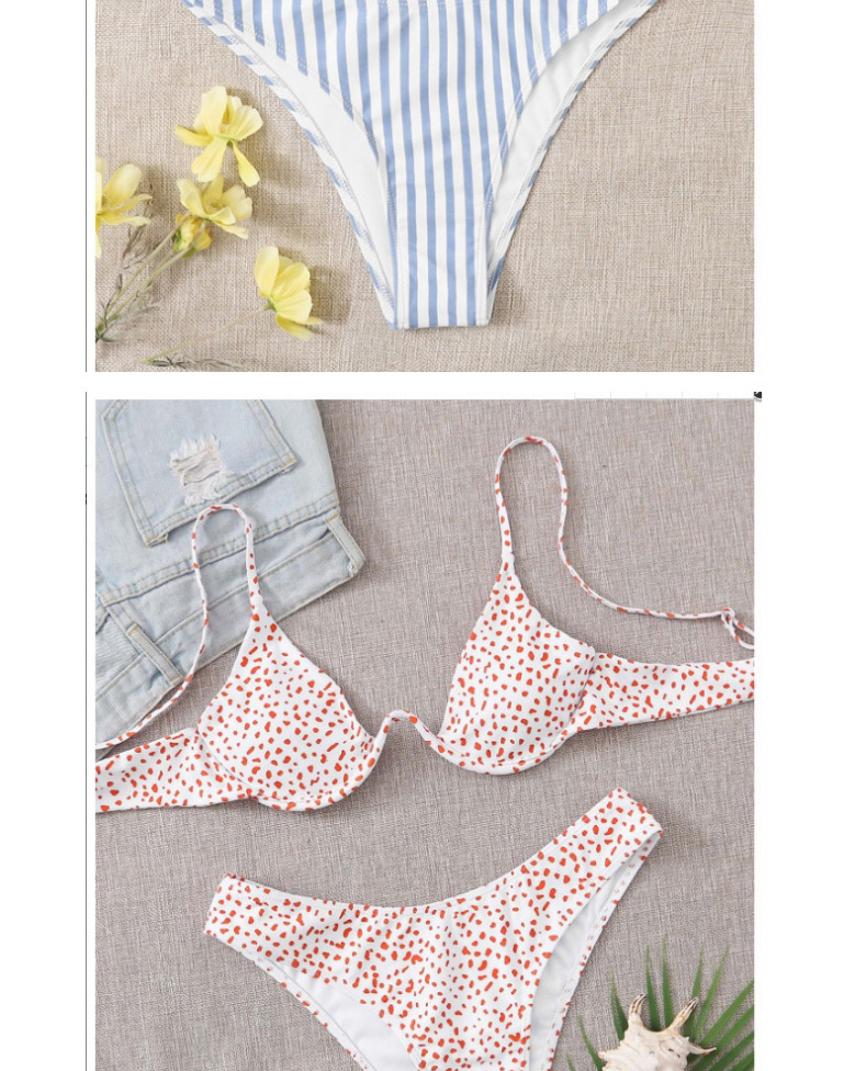 Fashion Leopard White Pentagram Geometric Print Underwire Split Swimsuit,Bikini Sets