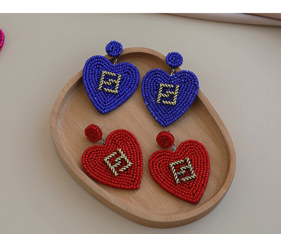 Fashion Black Rice Beads Love Alloy Letter Double F Earrings,Drop Earrings