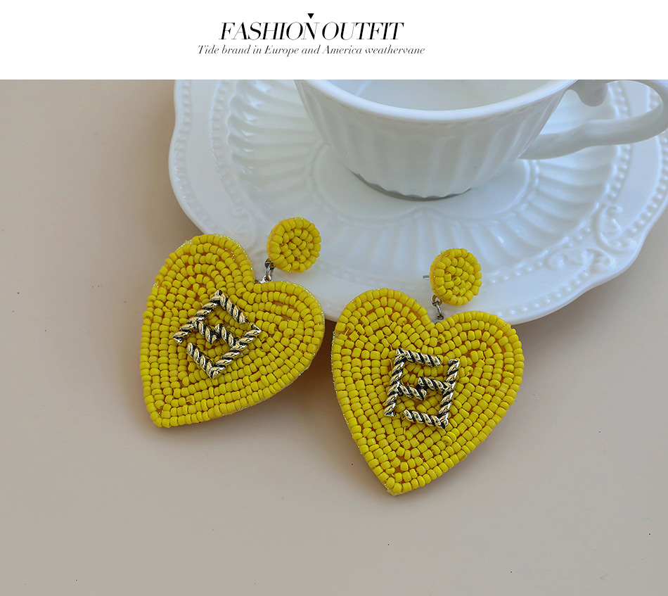 Fashion Silver Rice Beads Love Alloy Letter Double F Earrings,Drop Earrings
