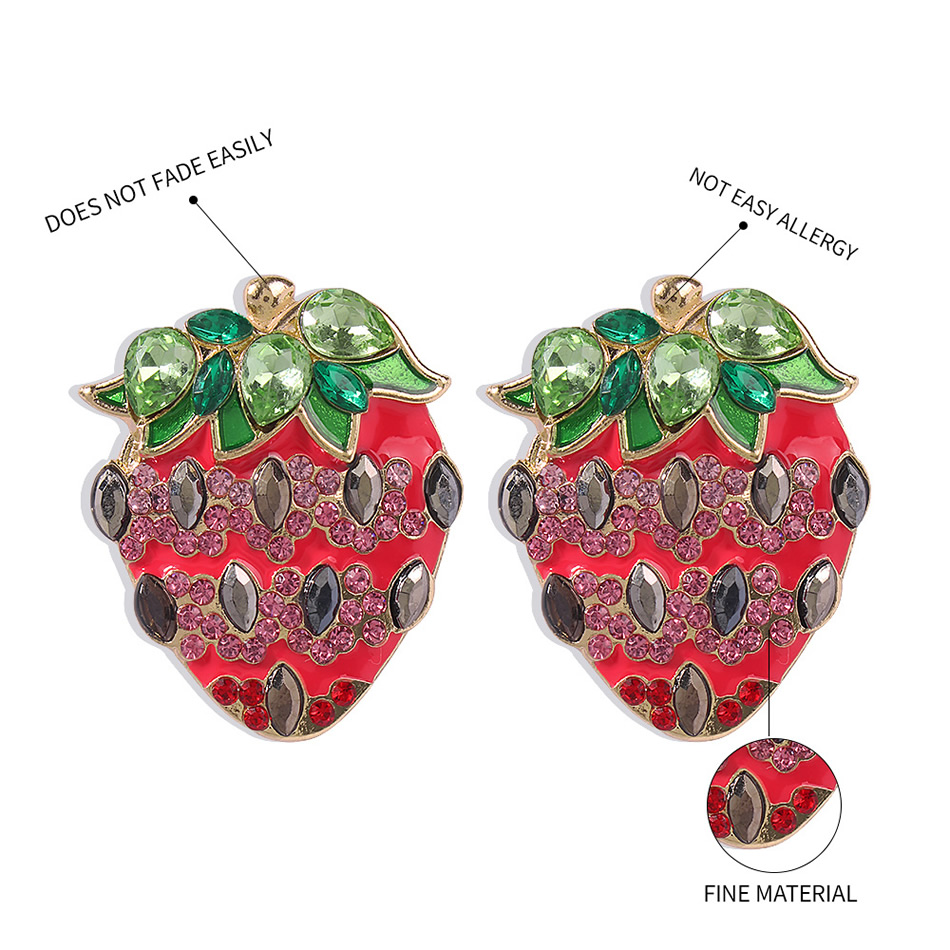 Fashion Rose Red Alloy Pearl Strawberry Stud Earrings,Stud Earrings