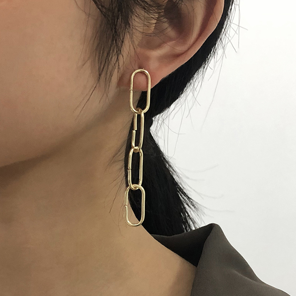 Fashion Golden Alloy Square Ear Studs,Drop Earrings