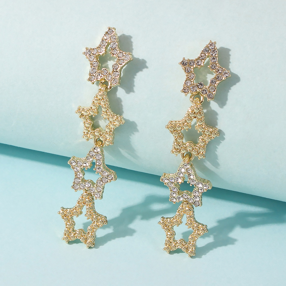 Fashion Golden Alloy Five-pointed Star Earrings,Drop Earrings