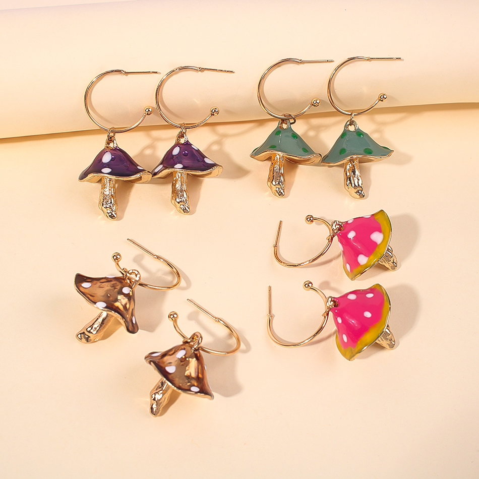 Fashion Caramel Colour Alloy Mushroom Earrings,Stud Earrings