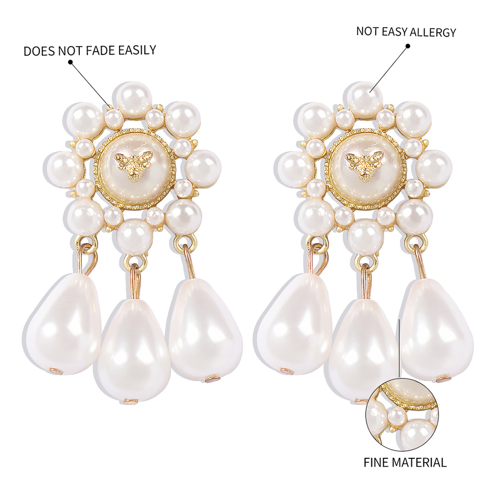 Fashion Golden Alloy Pearl Earrings,Drop Earrings
