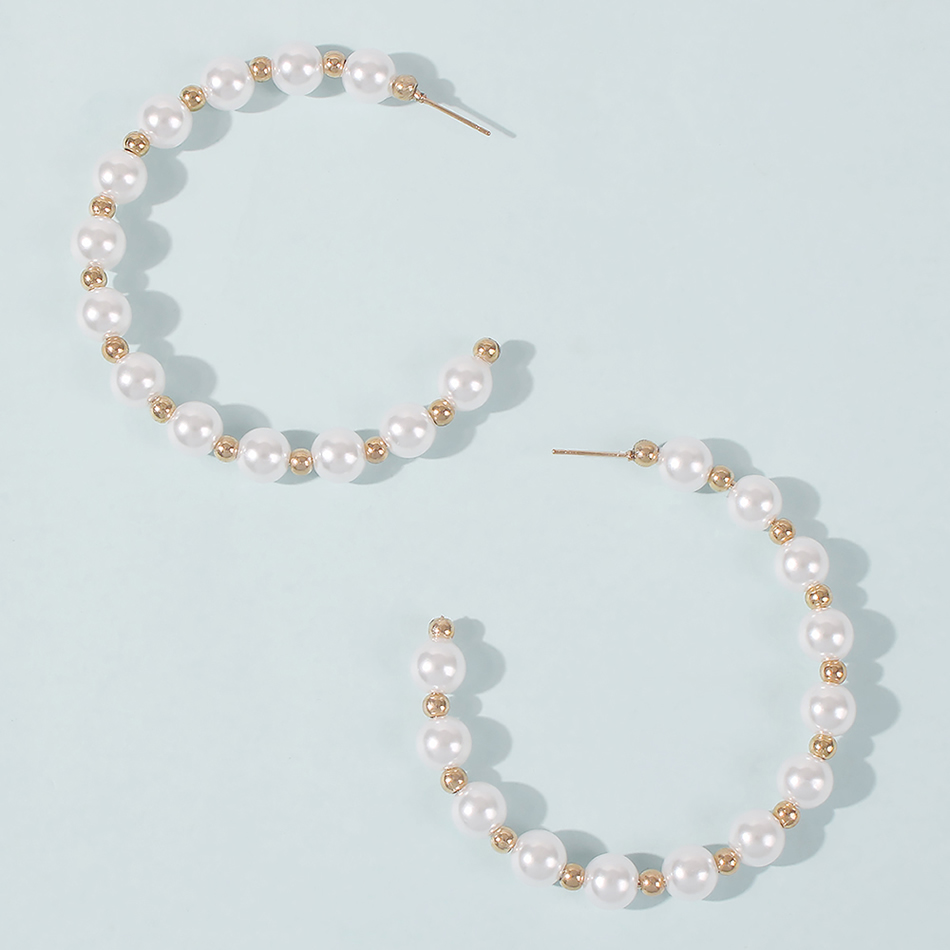 Fashion Pearl White Alloy Pearl Semicircle Ear Studs,Hoop Earrings