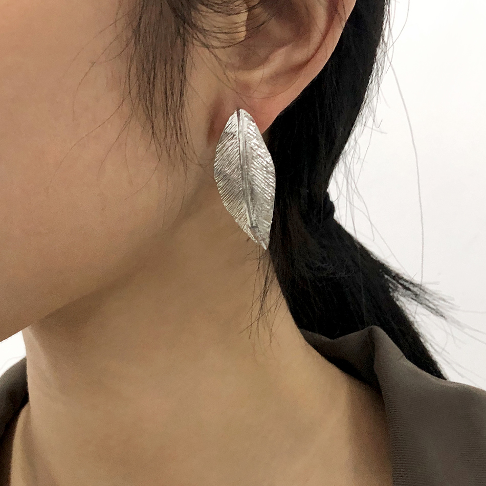 Fashion White K Alloy Leaf Earrings,Stud Earrings