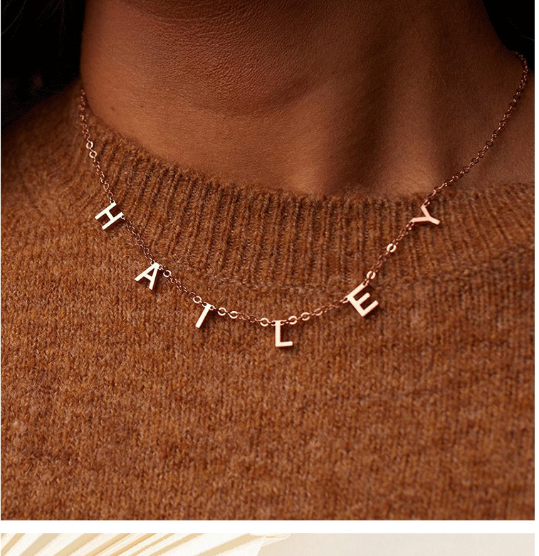 Fashion 7 Letters-rose Gold 316l Stainless Steel Letter Pendant Necklace(Customized models will be shipped within 10-15 days),Necklaces