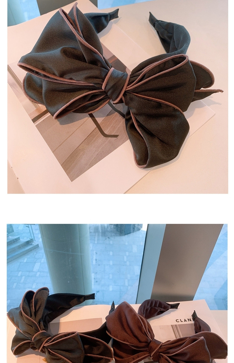 Fashion Coffee Color Fabric Handmade Stitching Stitching Wide Border Bow Hair Band,Head Band