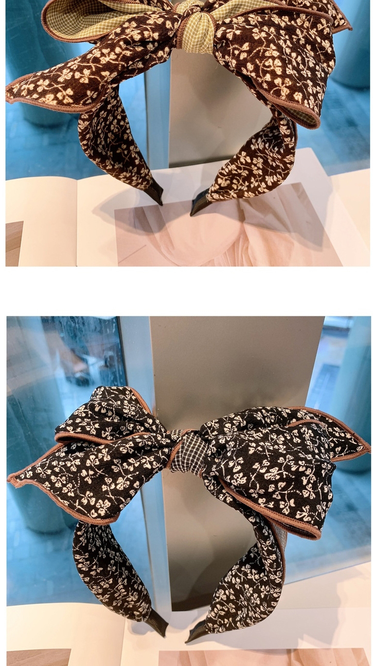 Fashion Black Floral Plaid Floral Cross Print Bow Headband,Head Band