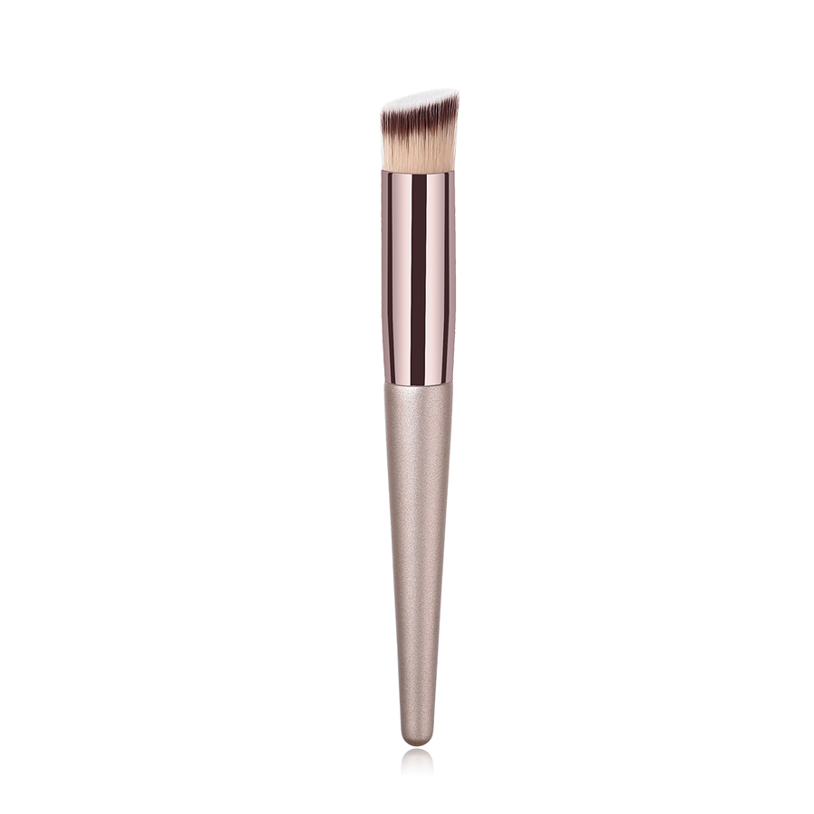 Fashion Champagne Gold Single Wooden Handle Nylon Hair Oblique Head Makeup Brush,Beauty tools