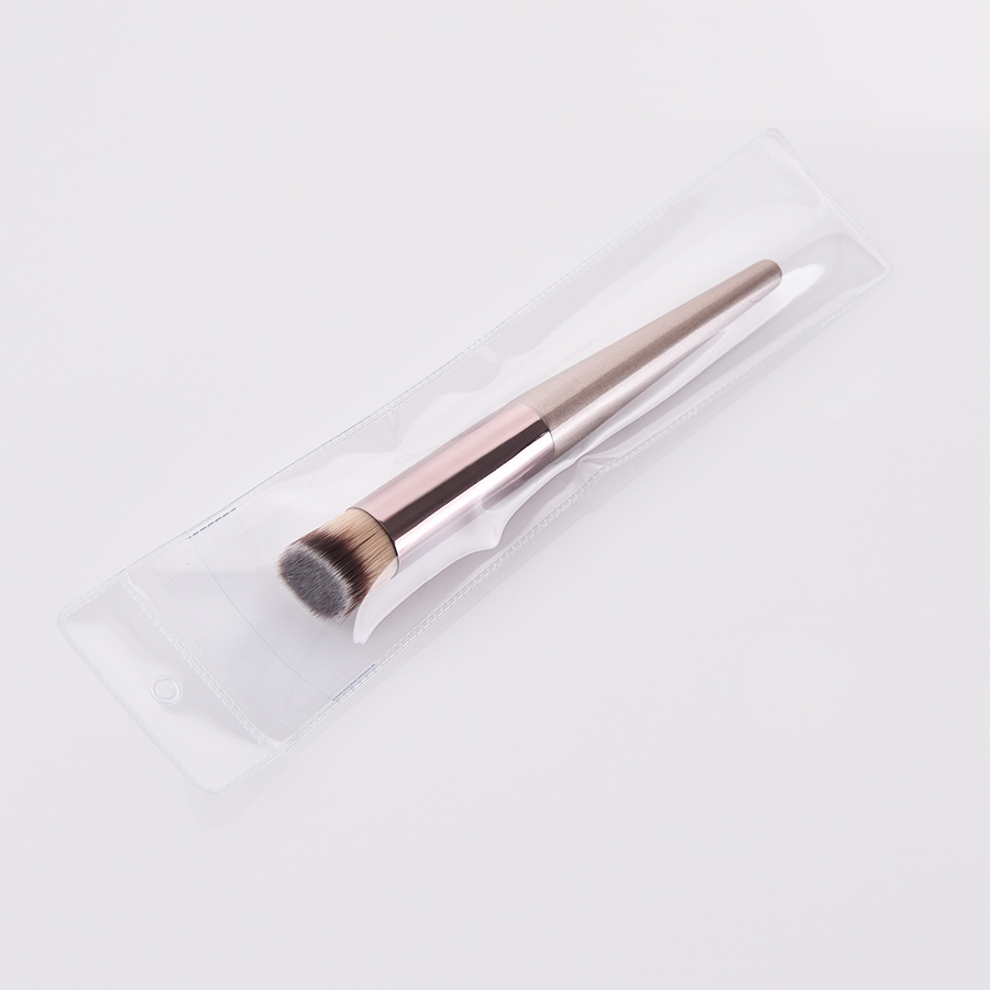 Fashion Champagne Gold Single Wooden Handle Nylon Hair Oblique Head Makeup Brush,Beauty tools
