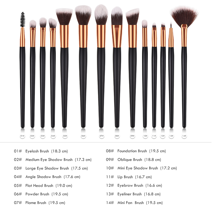 Fashion Black Gold Pvc-4 Wooden Handle Nylon Hair Makeup Brush Set,Beauty tools