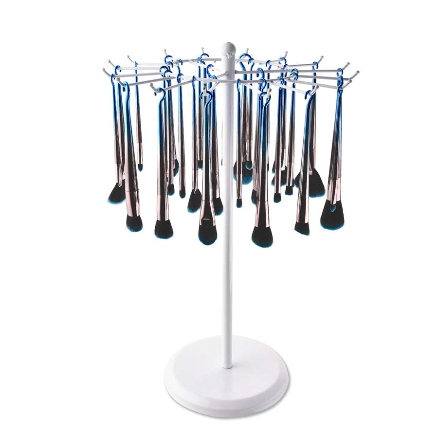 Fashion Blue-black Gradient 7pcs Round Hook Aluminum Tube Nylon Hair Makeup Brush Set,Beauty tools