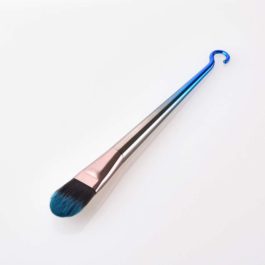 Fashion Blue-black Gradient Single Round Hook Aluminum Tube Nylon Hair Foundation Makeup Brush,Beauty tools