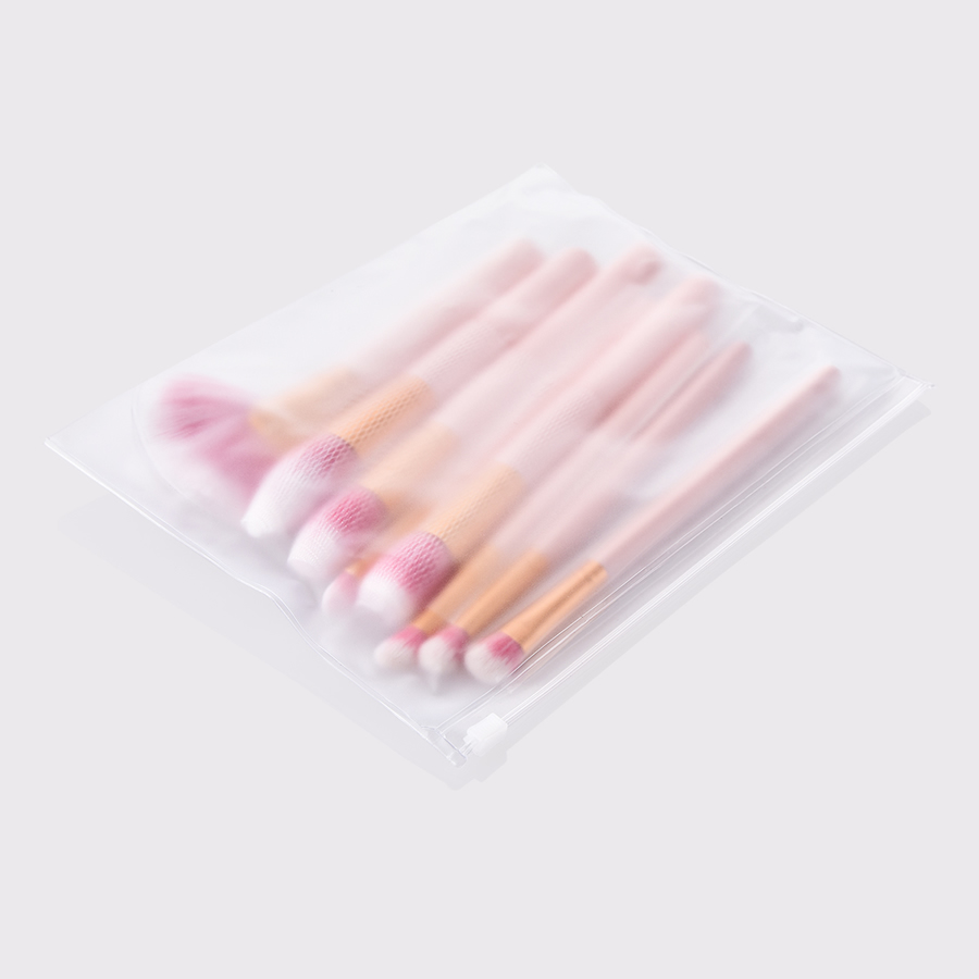 Fashion Pink Pvc8pcs Wooden Handle Aluminum Tube Nylon Hair Big Fan-shaped Makeup Brush Set,Beauty tools