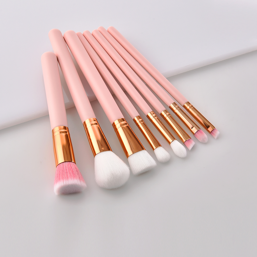 Fashion Pink Pvc8pcs Wooden Handle Aluminum Tube Nylon Hair Makeup Brush Set,Beauty tools