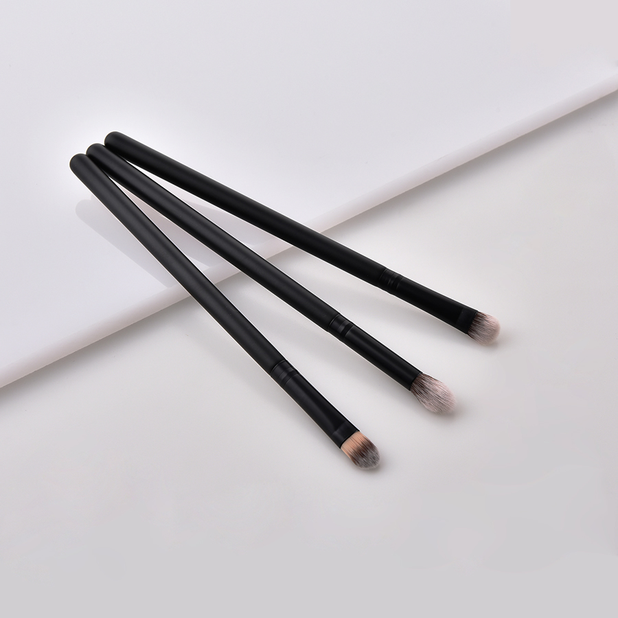 Fashion Black Black Pvc3 Wooden Handle Nylon Hair Eye Makeup Brush Set,Beauty tools