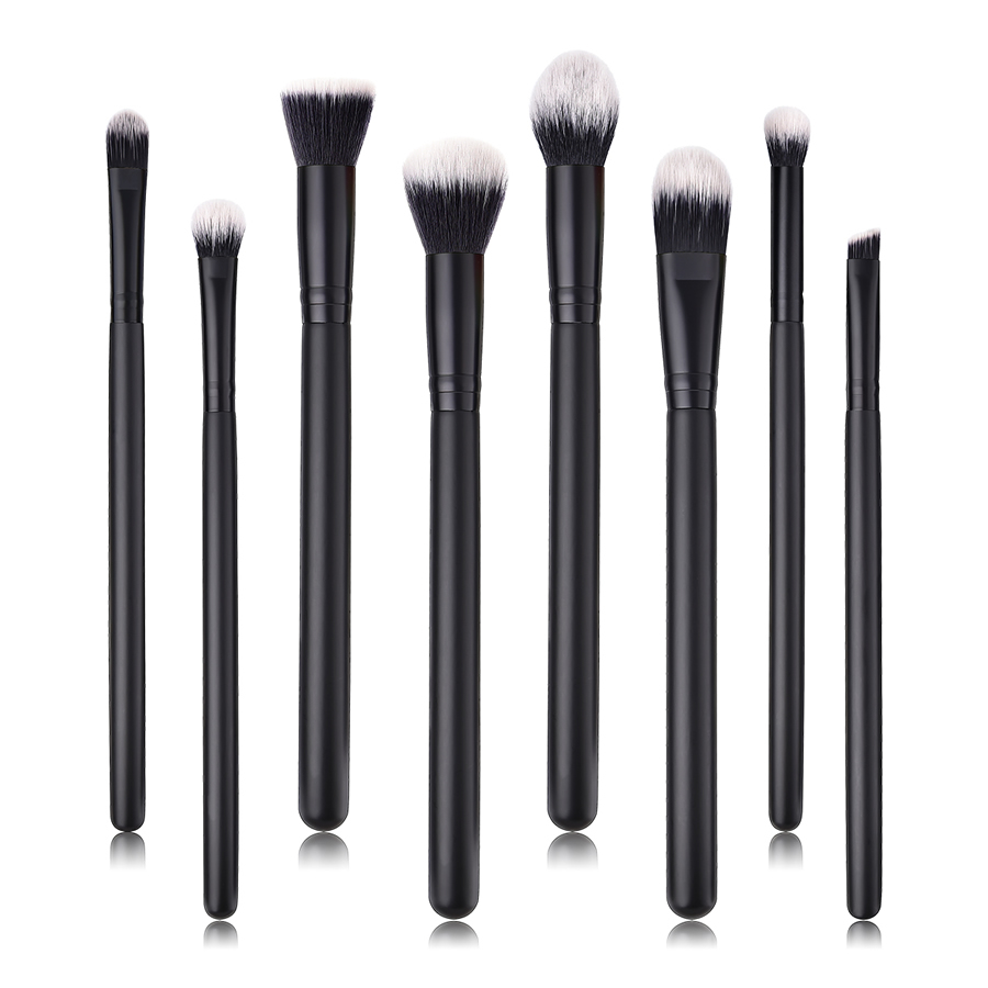 Fashion Black Black Pvc8pcs Wooden Handle Nylon Hair Makeup Brush Set,Beauty tools