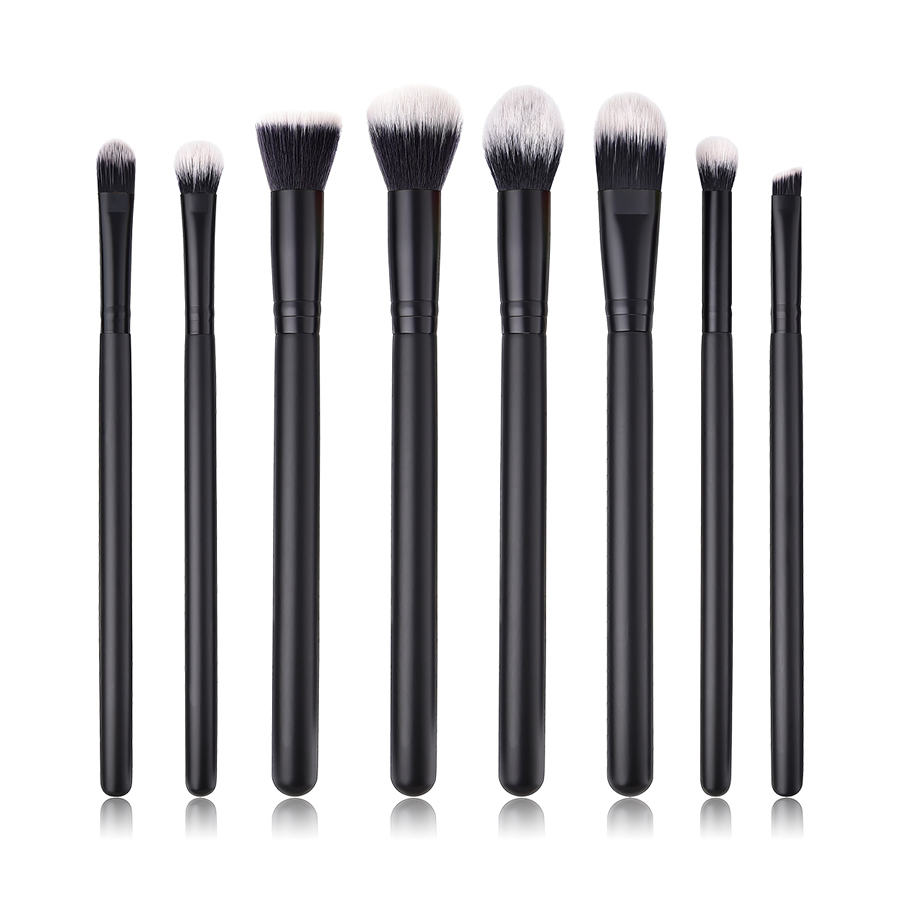 Fashion Black Black Pvc8pcs Wooden Handle Nylon Hair Makeup Brush Set,Beauty tools