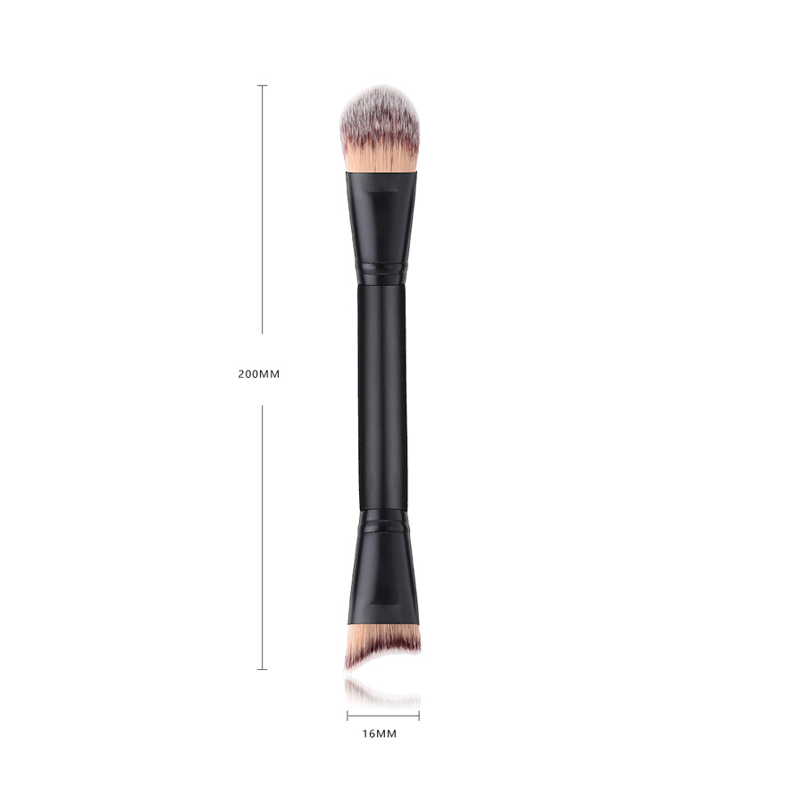 Fashion Black Pvc Single Wooden Handle Nylon Hair Double-head Makeup Brush,Beauty tools