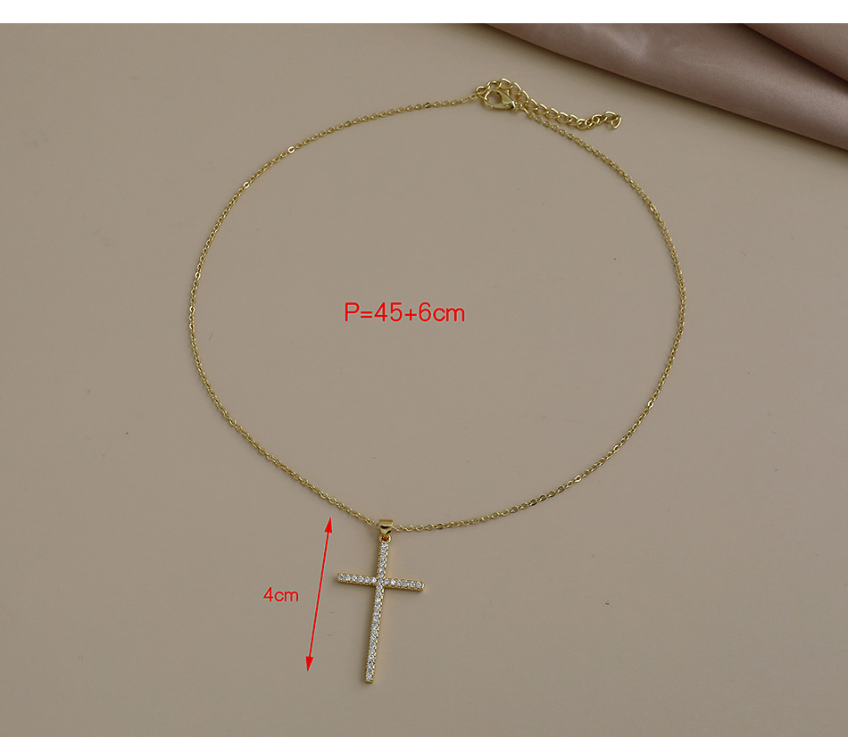 Fashion Silver Copper Inlaid Zircon Cross Necklace,Necklaces