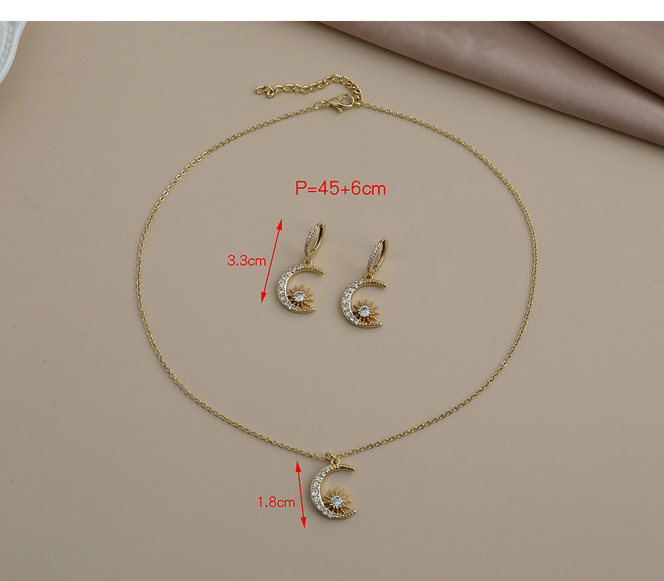 Fashion Golden Copper Inlaid Zircon Moon Sun Necklace,Necklaces