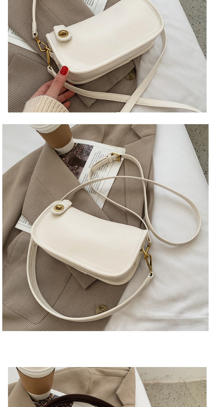 Fashion Khaki Lock Solid Color One-shoulder Messenger Bag,Shoulder bags
