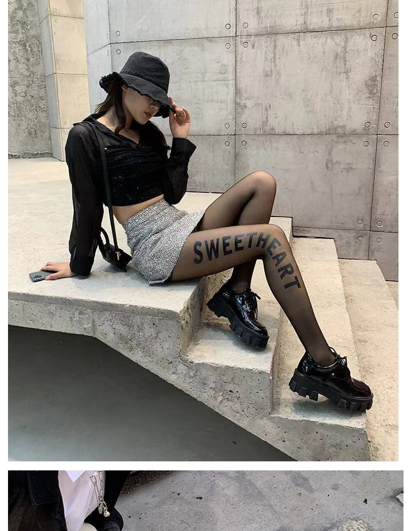 Fashion Bowknot-jacquard Black Silk Printed Flocking Hot Rhinestone Letter Stockings,Tattoo Stockings