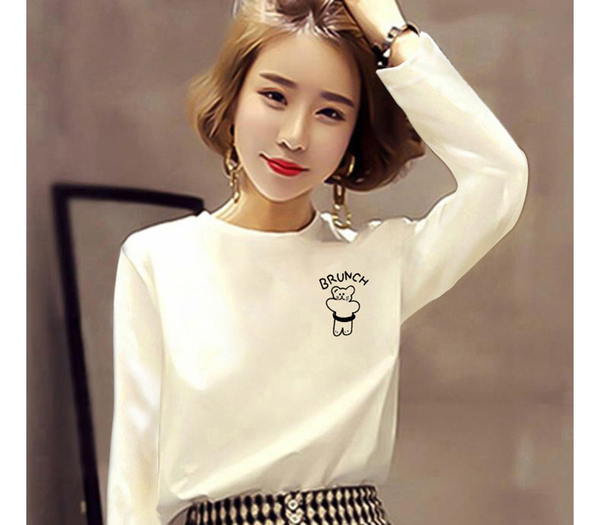 Fashion V-shaped Plum Blossom Printed Long-sleeved Round Neck Plus Size Blouse,Sweatshirts