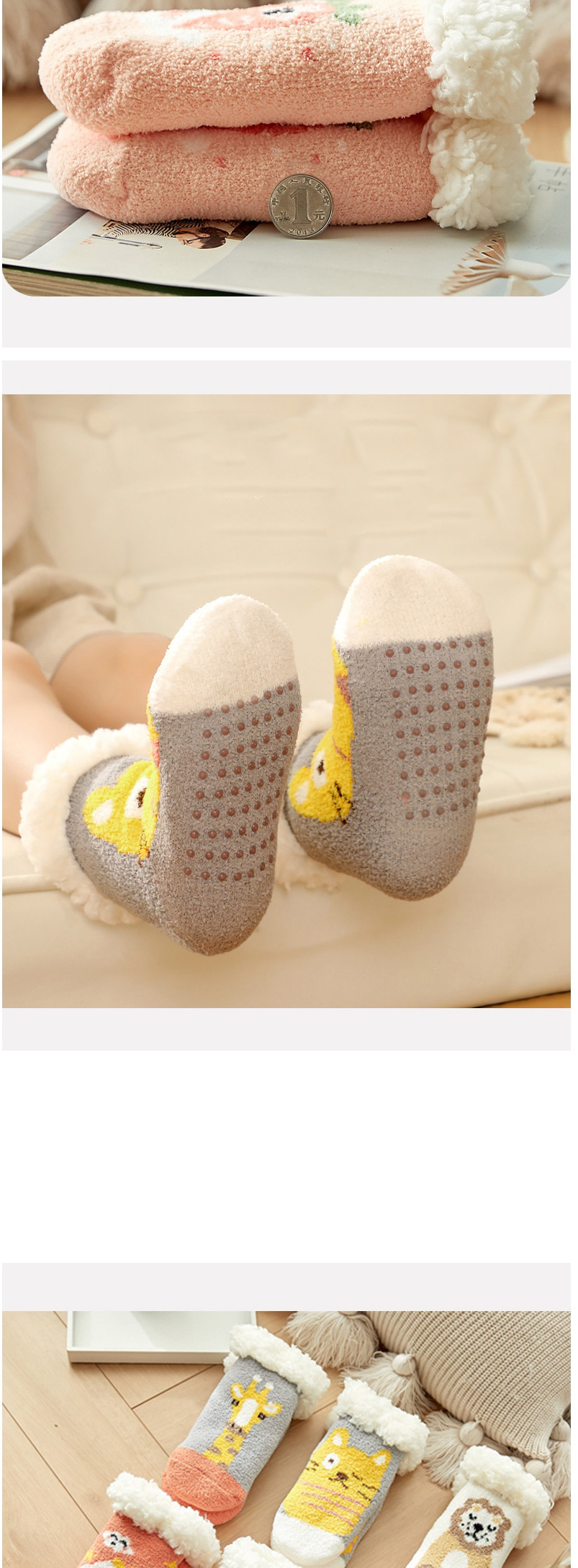 Fashion Double Elk Christmas Thick Printed Baby Non-slip Floor Socks,Fashion Socks