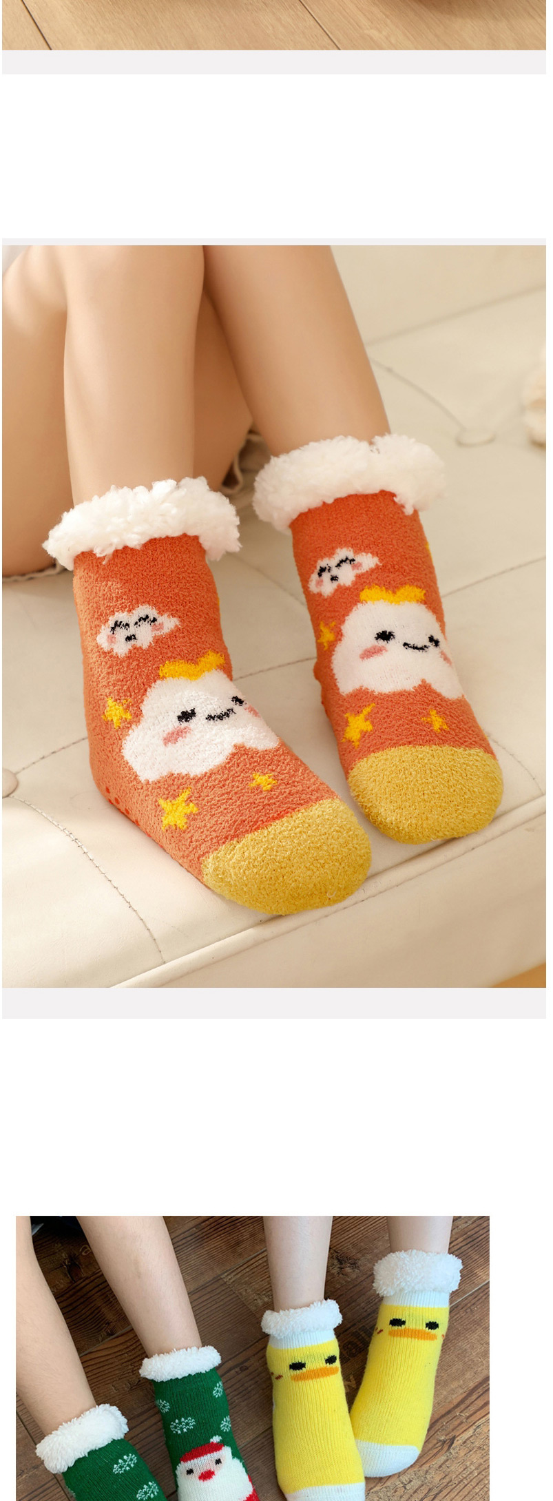 Fashion Sky Blue Bear Christmas Thick Printed Baby Non-slip Floor Socks,Fashion Socks