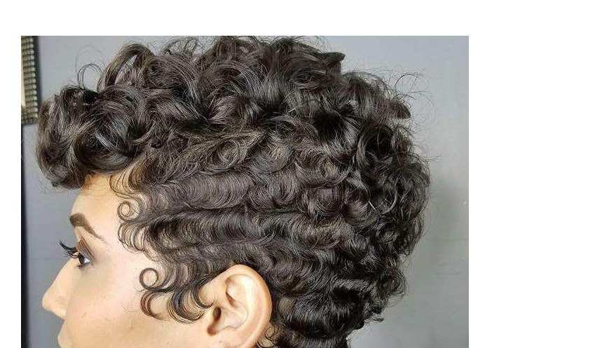 Fashion Black Chemical Fiber Small Curly Short Hair Hood,Wigs