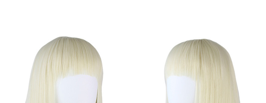 Fashion Light Golden Creamy Yellow Chemical Fiber High Temperature Silk Long Straight Hair Wig Cover,Wigs