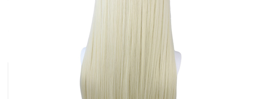 Fashion Light Golden Creamy Yellow Chemical Fiber High Temperature Silk Long Straight Hair Wig Cover,Wigs