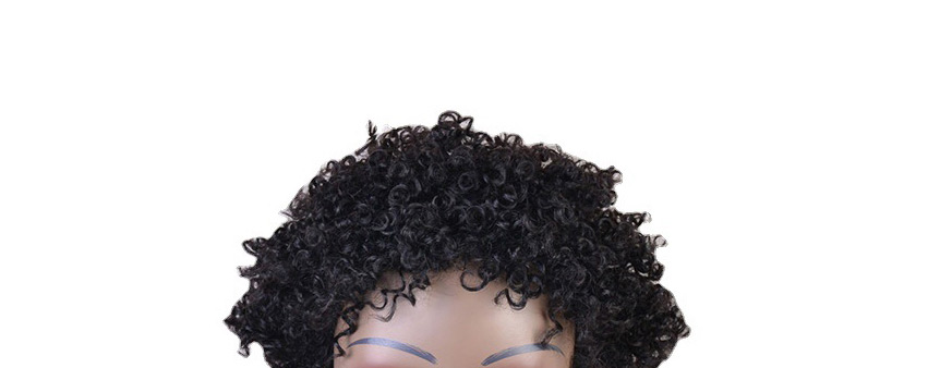 Fashion Black High Temperature Silk Chemical Fiber Hair Cover African Small Curly Wig,Wigs