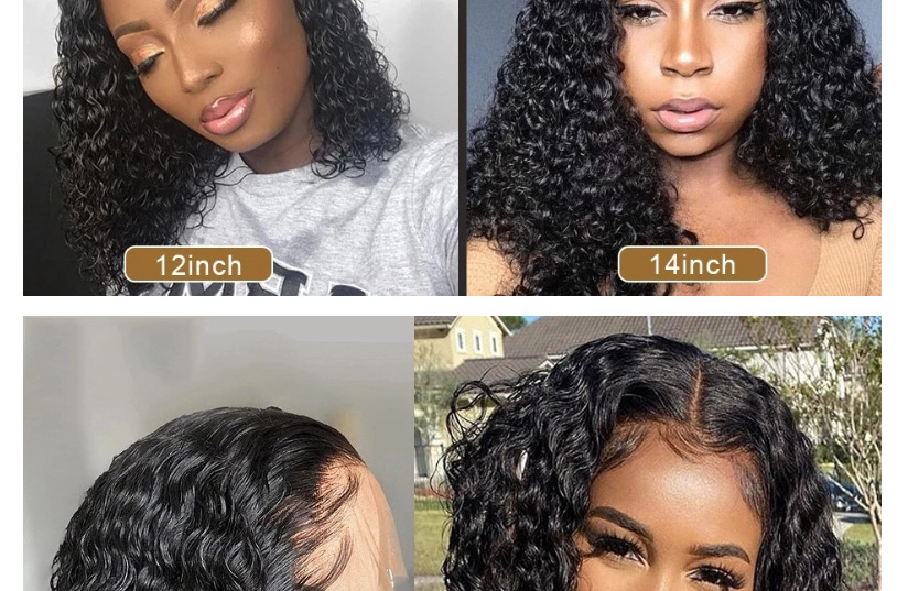 Fashion 20 Inches Front Lace Mid-length Small Curly Wig,Wigs