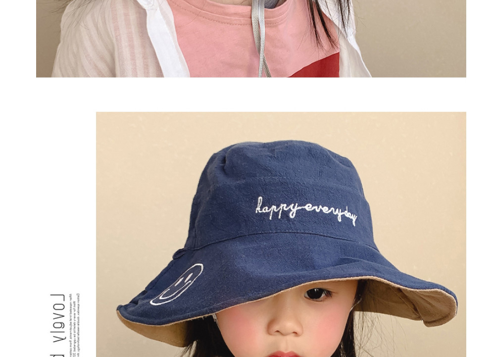 Fashion Blue-brown Double-sided Hat D Children