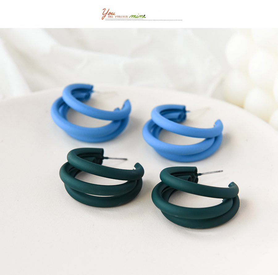 Fashion Blue Alloy Multilayer C-shaped Earrings,Hoop Earrings