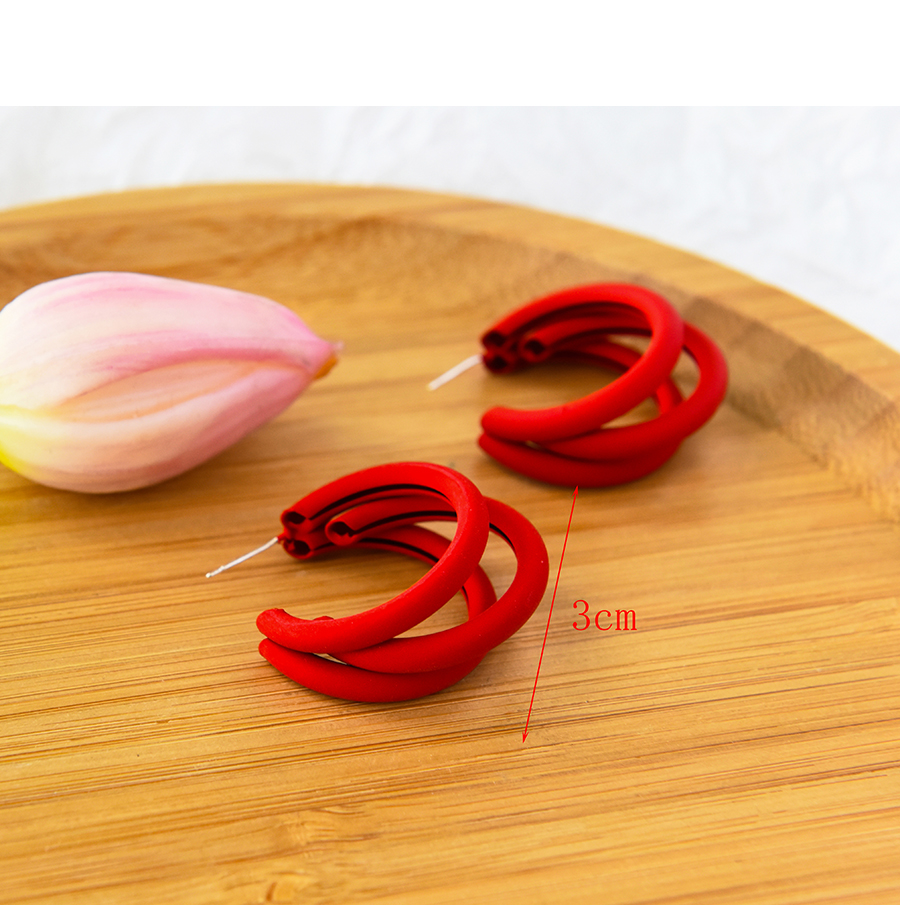 Fashion Red Wine Alloy Multilayer C-shaped Earrings,Hoop Earrings
