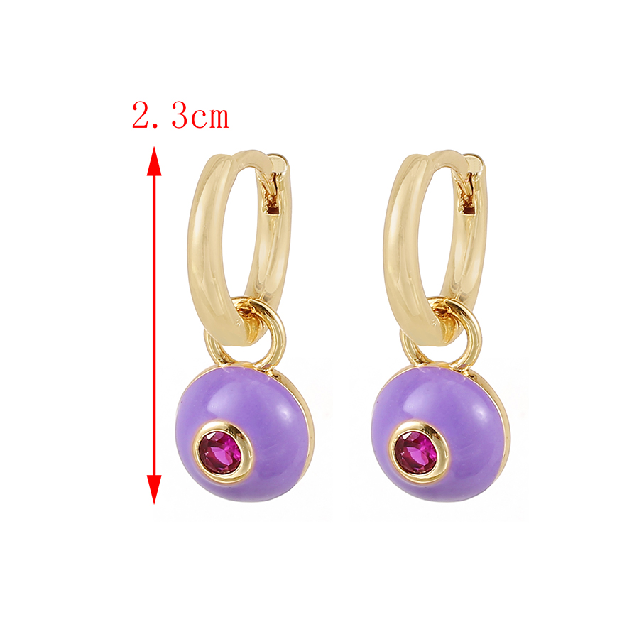 Fashion Purple Copper Inlaid Zircon Round Oil Drop Earrings,Earrings