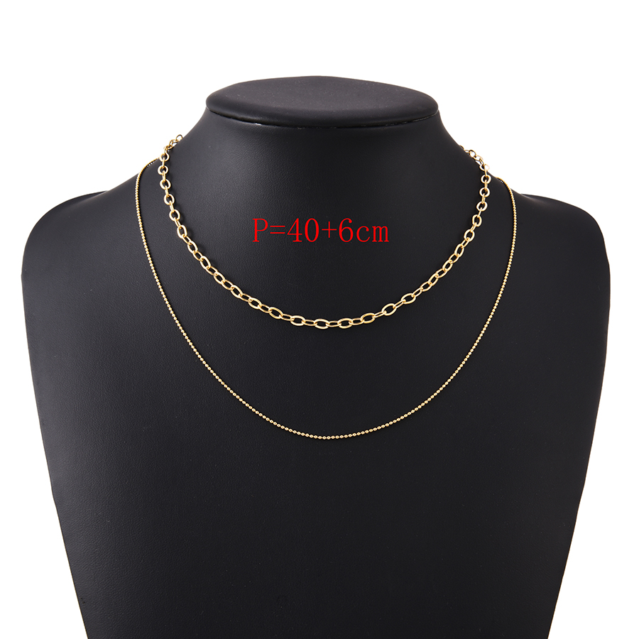 Fashion Gold Titanium Steel Geometry Double Necklace,Necklaces