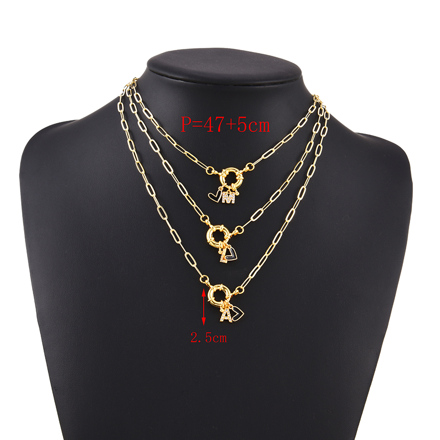 Fashion C 26 Letters Multi-layer Necklace With Copper Inlaid Zircon,Necklaces