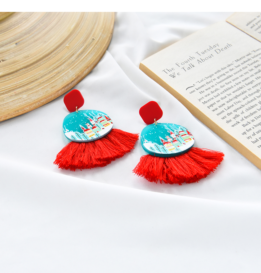 Fashion Red+white Christmas Cartoon Tassel Earrings,Stud Earrings