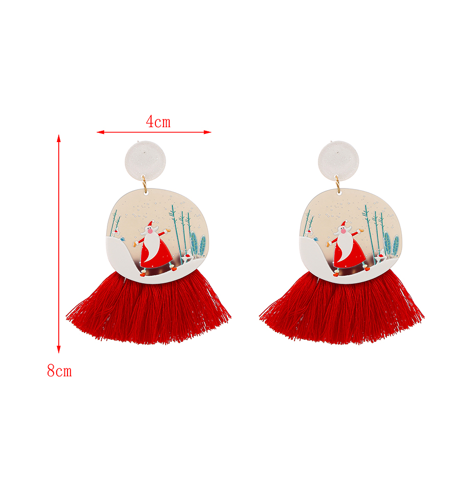 Fashion Red+white Christmas Cartoon Tassel Earrings,Stud Earrings
