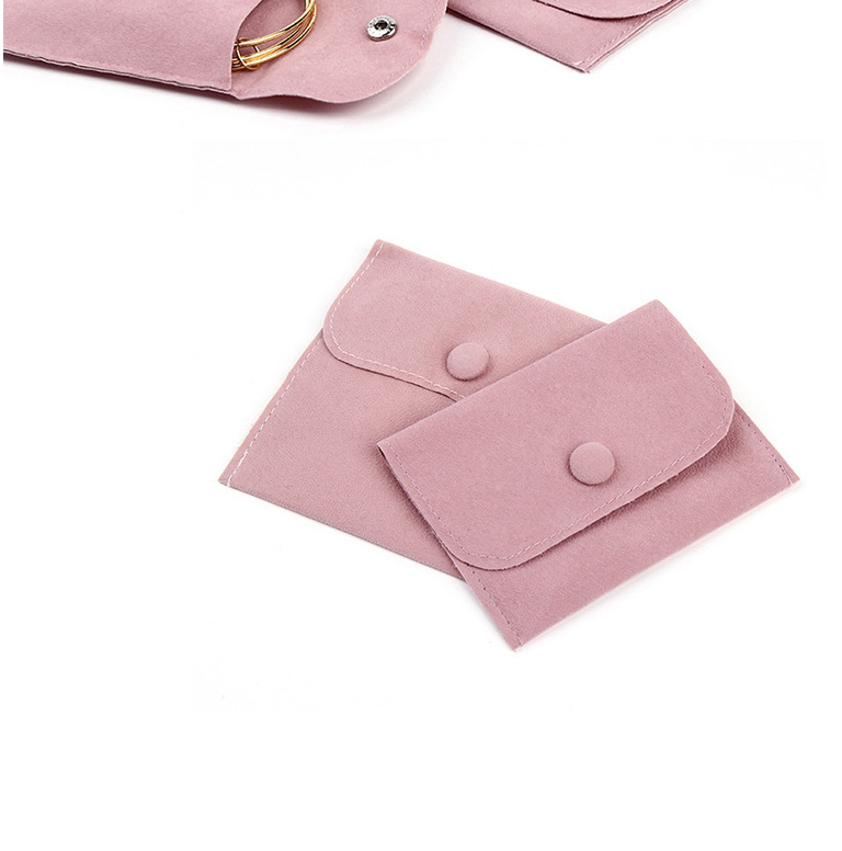 Fashion Pink (beaded Fleece) 8.5*10cm Flannel Snap Jewelry Bag,Home storage