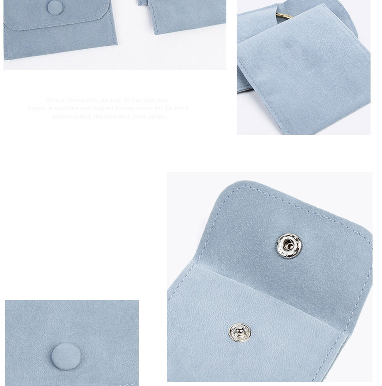 Fashion Light Blue (beaded Fleece) 7*7cm Flannel Snap Jewelry Bag,Home storage