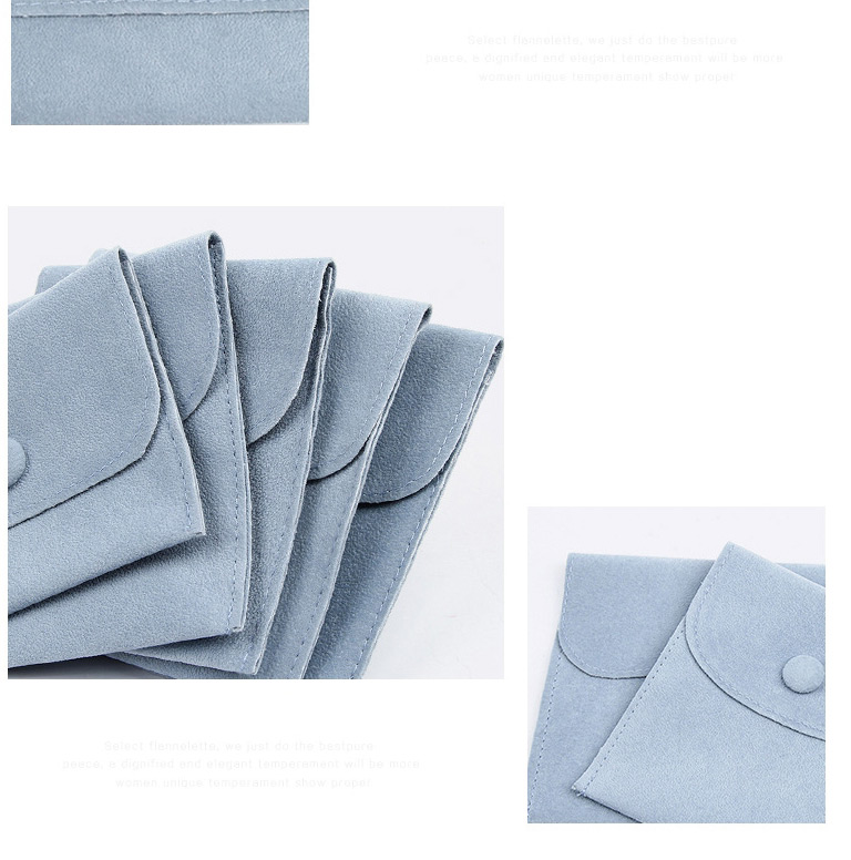 Fashion Light Blue (beaded Fleece) 9.5*7.5cm Flannel Snap Jewelry Bag,Home storage
