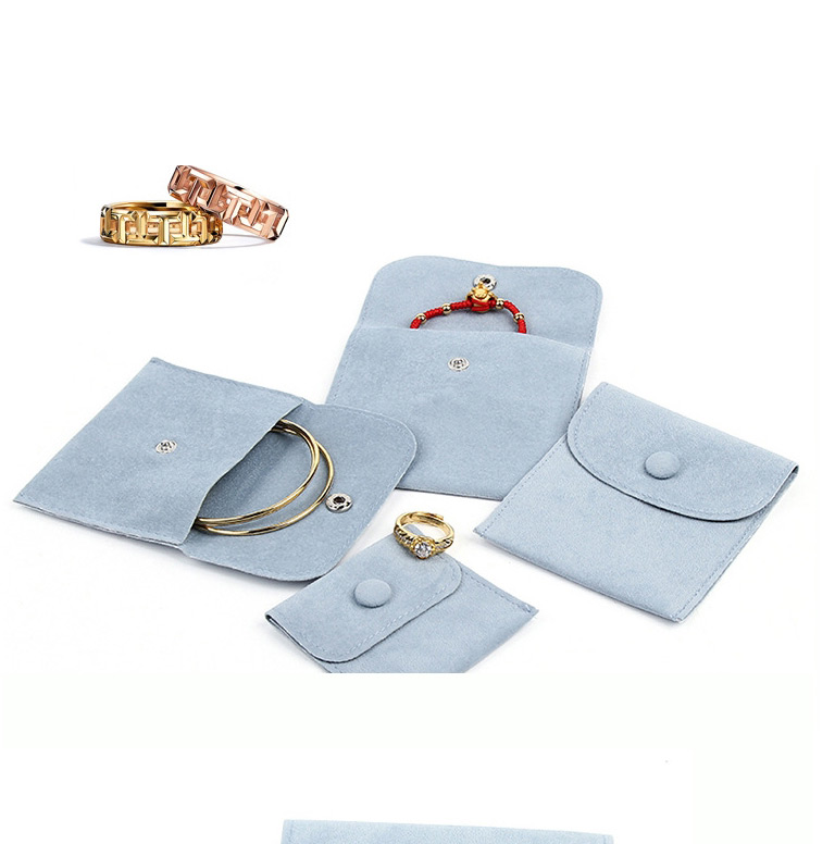Fashion Light Blue (beaded Fleece) 7*7cm Flannel Snap Jewelry Bag,Home storage