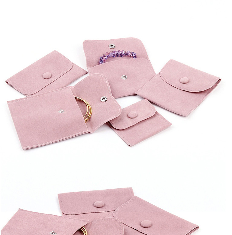 Fashion Pink (beaded Fleece) 7*7cm Flannel Snap Jewelry Bag,Home storage